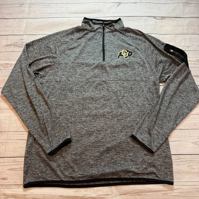 Suéter Pullover University of Colorado Boulder CU Buffaloes Gris 1/4 Cremallera Para Hombres M Foto 1 de 4