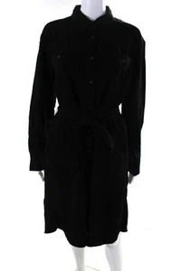 Everlane Womens The City Stripe Draped Shirt Dress  Black Size S - Picture 1 of 5