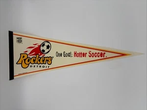Banderín de fútbol NPSL Detroit Rockers vintage con logotipo de equipo desaparecido - Imagen 1 de 9