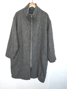 Eileen Fisher Royal Alpaca Baby Alpaca Gray Coat L Zip Up Oversized - Picture 1 of 13