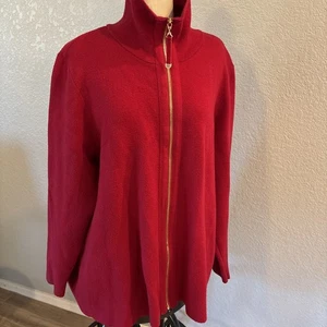 Chaqueta cárdigan roja Soft Surroundings para mujer 2EV61 Meria con cremallera 2X - Imagen 1 de 7