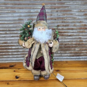 Vtg Fiber Optic Christmas Santa Claus Rustic Color Changing Decor 22" SEE VIDEO! - Picture 1 of 17