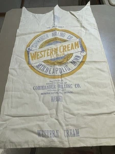 Vtg WESTERN CREAM Flour Cloth Sack Bag Minneapolis Commander Milling Co. 98lbs - Picture 1 of 8