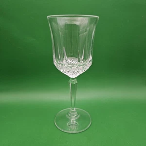 Vintage 24% Lead Crystal Wine Glass Diamond Design Clear Goblet Made in USA - Picture 1 of 7