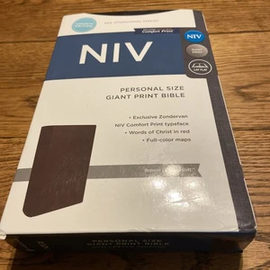 NIV: Personal Size Giant Print Bible Exclusive Zondervan, Brown Leather-soft - Picture 1 of 12