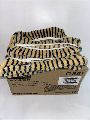 5 Rubbermaid HYGEN Q881 Flexi-Frame 11 英寸黄色超细纤维磨砂湿拖把垫 — 第 1/4 张图片