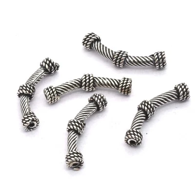 35 PIECES 25X3MM BALI TUBE BEAD ANTIQUE STERLING SILVER PLATED 310 - Image 1 of 4
