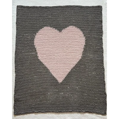 Manta Bebé Corazón - Crochet Rosa y Gris - 30" x 40" Foto 1 de 4