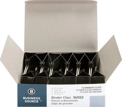 Clips de carpeta plegables Business Source, negros, grandes (paquete de 12) Foto 1 de 4