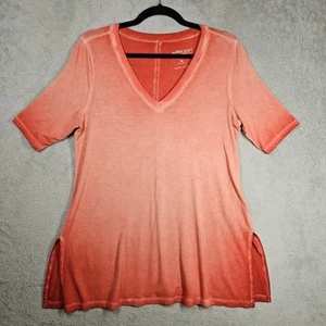 Túnica favorita tórrida súper suave cuello en V aberturas laterales camiseta ombre salmón naranja talla 00 - Imagen 1 de 13