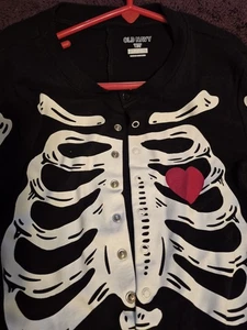 Old Navy One Piece Skeleton Bones PJS Halloween Size youth large 10 New no tags  - Picture 1 of 2
