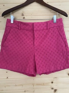 BANANA REPUBLIC Women’s 4” Eyelet Shorts Size 2 Fuchsia Hot Pink Summer Casual - Picture 1 of 13