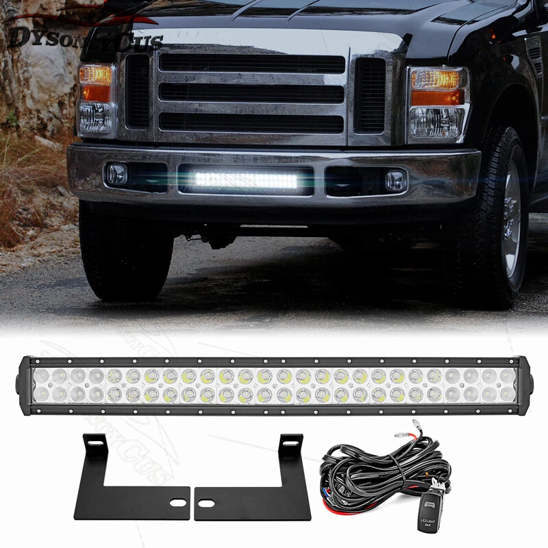 For 2008-2009 2010 Ford F250 F350 F450 120W 22'' LED Light Bar+Bumper Mount+Wire - Image 1 of 4