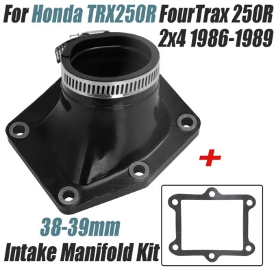Intake Manifold 38-39mm Black For Honda TRX250R FourTrax 250R 1986-1989 w/ Clamp - Image 1 of 4