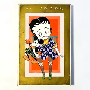 1935 Vintage Betty Boop & Mickey Mouse Postcard Disny Japan Happy New Year Unuse - Picture 1 of 9