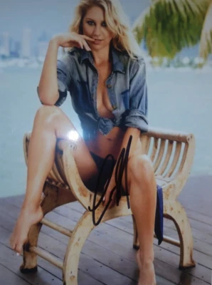 Anna Kournikova signed 8x10 photo Maxim Oct 2010 denim 2.3 CoA sitting enchanted - Image 1 of 4