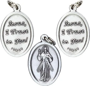 Catholic Divine Mercy Jesus I Trust in You Medals for Jewelry or Rosary 3 Pack - Picture 1 of 6