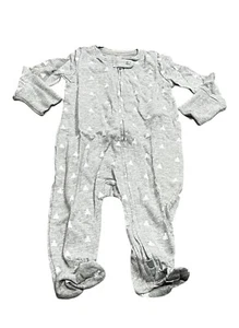 Baby GAP Organic Cotton Footed One Piece Sleeper, Gray White, 0-3 Months, NEW - Picture 1 of 9