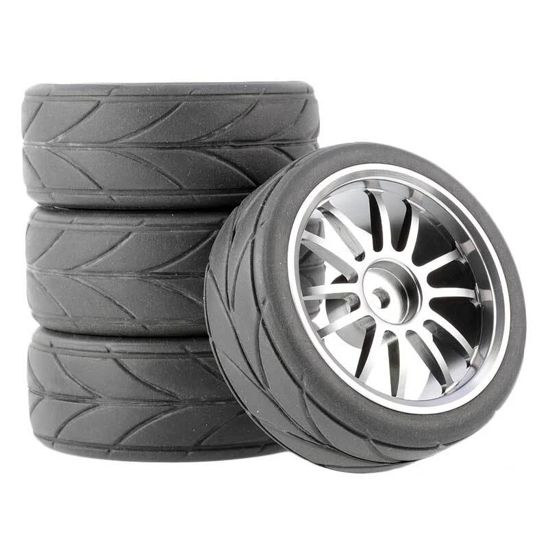Llantas de aleación de coche de radiocontrol de carretera 1/10 neumáticos de goma para Tamiya tt01 tt02 Hpi Rs4 MST HSP Foto 1 de 4