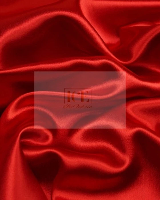 Silky French (Red) Charmeuse Stretch Satin Fabric By The Yard _ 60" Wide - Image 1 of 4