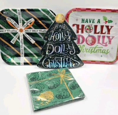 Lote De Platos De Papel Y Servilletas Dolly Parton Holly Juego De Fiesta De Navidad Foto 1 de 4