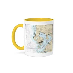3dRose Print of Nautical Map of Tampa Bay Mug, 11 oz Yellow/White - Picture 1 of 8
