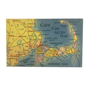 Mapa de conducción vintage de Cape Cod Nantucket distancias de conducción Buzzard Bay Tichnor - Imagen 1 de 2