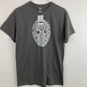 Los Angeles Pop Art Word T-Shirt Mens M Slasher Movie Villains Charcoal Gray Tee - Picture 1 of 8