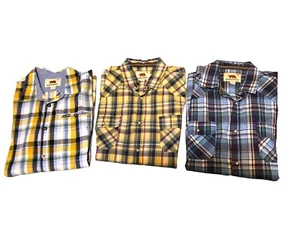 Mens LOT of 3 Dakota Grizzly Short Sleeve Casual Plaid Shirts Size Large L Snap - Picture 1 of 15