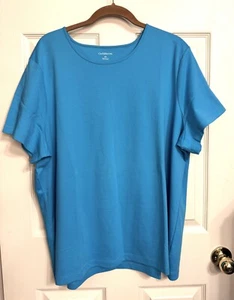NUEVO CON ETIQUETAS Croft & Barrow Talla 3X Turquesa Algodón Pima Cuello Redondo Camiseta Tejida Top - Imagen 1 de 6