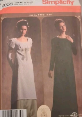 Simplicity 4055 Costume Pattern Titanic Regency Empire Sizes 14 16 18 20 UNCUT - Image 1 of 4