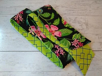 Vera Bradley NWT Black Floral Green Geometric SASH belt tie reversible Botanica - Image 1 of 4