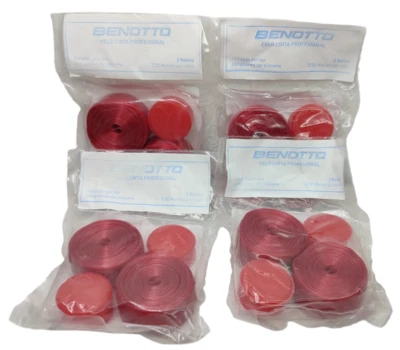 Paquete de 4 cintas de manillar Benotto rojas lisas barra de violonchelo bicicleta de colección nueva cinta Foto 1 de 4