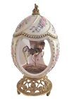 Franklin Mint House of Faberge porcelana muzyczne jajko karuzelowe 24-karatowe złoto akcentowane