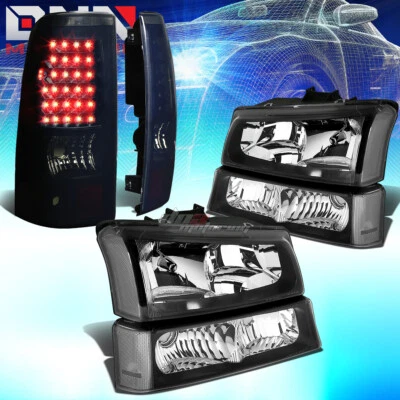 PARA 03-07 CHEVY SILVERADO FAROL PRETO + PARA-CHOQUE CLARO + CONJUNTO DE LANTERNA TRASEIRA LED FUMÊ - Imagem 1 de 4