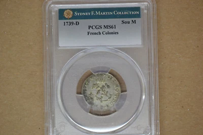 1739-D Sou Marque. Lyon Mint. Vlack-71. PCGS MS-61.   Lovely! - Image 1 of 4