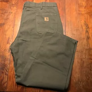 PANTALÓN DE TRABAJO UTILITARIO DE PATO CARHARTT DUNGAREE CALCE SUELTO 44X30 ~ B11 MUSGO - Imagen 1 de 11