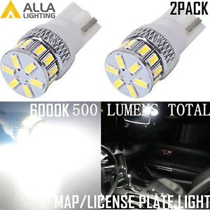 Alla Lighting 2x T10 White 18-LED Interior Map/License Plate Tag Light Bulbs W5W