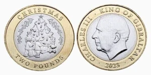 GIBRALTAR 2 libras bimetalica 2023 NAVIDAD - Two pounds Christmas - Picture 1 of 3