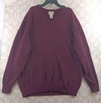LL Bean Lambs Wool Sweater Mens Extra Large Tall Red Crewneck Pullover 0BHX3 - Image 1 of 4