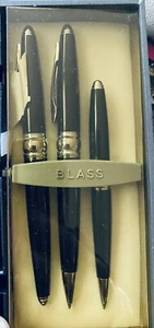 Bill Blass Black n’Silver Pens W/Black Ink Trio Refillable Black Pen/RBall/Mini- - Picture 1 of 15