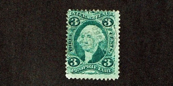 1862-71 Revenue First Issue Wash. 3c Grn Proprietary Sc#R18c Cancelled - Image 1 of 1