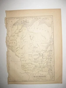 EARLY ANTIQUE 1852 ILLINOIS HANDCOLORED MAP CHICAGO POPULATION RAILROAD SUPERB N - Picture 1 of 1