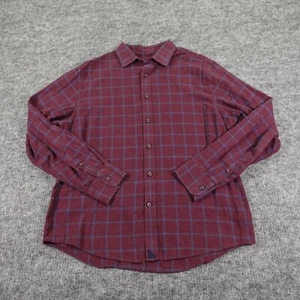 Untuckit Shirt Men’s Large Burgundy Navy Plaid Flannel Bongiovanni - Picture 1 of 15