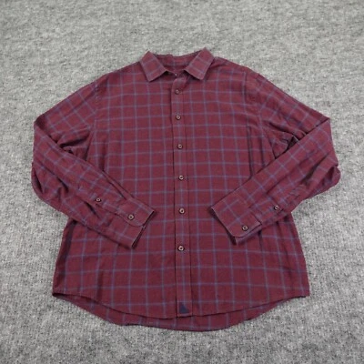 Untuckit Shirt Men’s Large Burgundy Navy Plaid Flannel Bongiovanni - Image 1 of 4