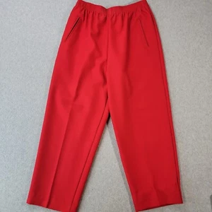 Bend Over Pants Vintage Red Pull-On Polyester Pants Elastic Pockets Womens 10P - Picture 1 of 9