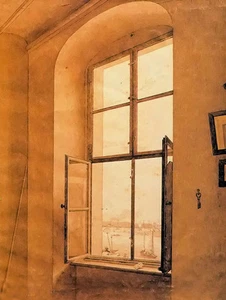 Oil painting caspar david friedrich - view from the artists studio no framed art - Picture 1 of 1