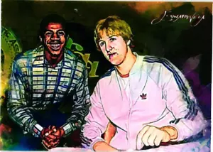 Larry Bird Magic Johnson 2024 Artist Signed Limited Edition Print Card 8 of 50. - Picture 1 of 4