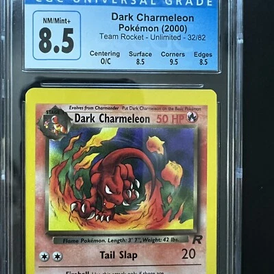 2000 MISCUT Dark Charmeleon CGC 8.5 Old Label OC Error Misprint Rare Team Rocket - Image 1 of 4