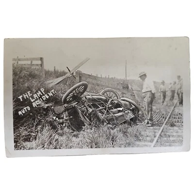 Lámpara Auto Accidente Iowa Rppc Postal 1907 Foto 1 de 2